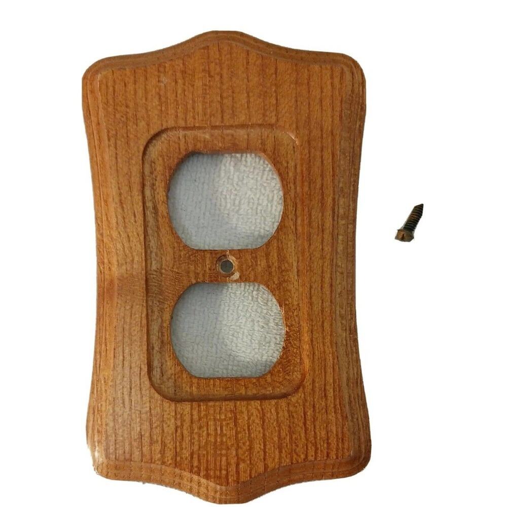Oak WOOD Outlet Wall Plate Vintage 2000 Y2K Cottagecore Farm Retro Colonial Deco
